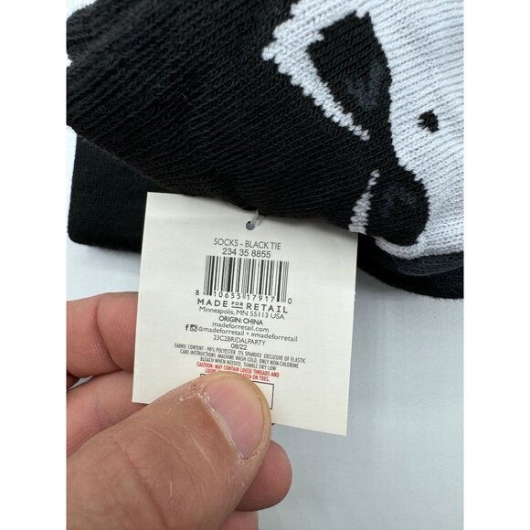 NEW 2 Black Tie Quarter Length Socks Gift Adult One Size OSFM - Picture 5 of 6